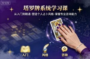 塔罗牌系统学习课,助你从入门到精通,塑造个人占卜风格,掌握专业咨询能力 – 战狼项目网_分享创业资讯_最新网络项目资源-生财有道
