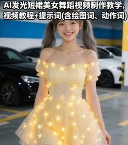 AI发光短裙美女舞蹈视频制作教学,视频教程+提示词(含绘图词、动作词) – 战狼项目网_分享创业资讯_最新网络项目资源-生财有道