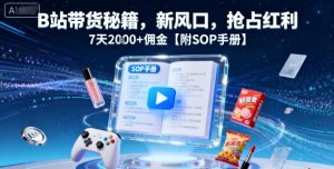 B站带货秘籍,新风口,抢占红利,7天2k+佣金【附SOP手册】 – 战狼项目网_分享创业资讯_最新网络项目资源-生财有道