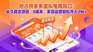 抢占拼多多虚拟电商风口:长久稳定项目,0成本,多店运营轻松月入3W+ – 战狼项目网_分享创业资讯_最新网络项目资源-生财有道