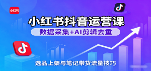 小红书抖音运营课:数据采集+AI剪辑去重,选品上架与笔记带货流量技巧 – 战狼项目网_分享创业资讯_最新网络项目资源-生财有道