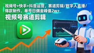视频号+快手+抖音运营,赛道剪辑/数字人直播/爆款制作,单号日佣金峰值2w+ – 战狼项目网_分享创业资讯_最新网络项目资源-生财有道