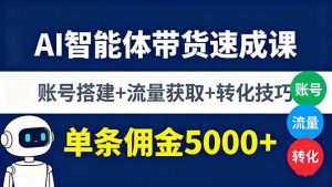 AI智能体带货速成课,账号搭建+流量获取+转化技巧,单条佣金5000+ – 战狼项目网_分享创业资讯_最新网络项目资源-生财有道